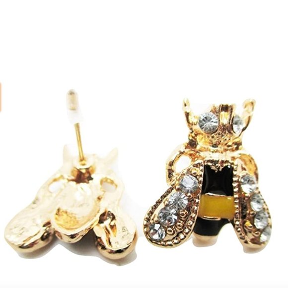 Crystal Bumble Bee Stud Earrings - Picture 4 of 8